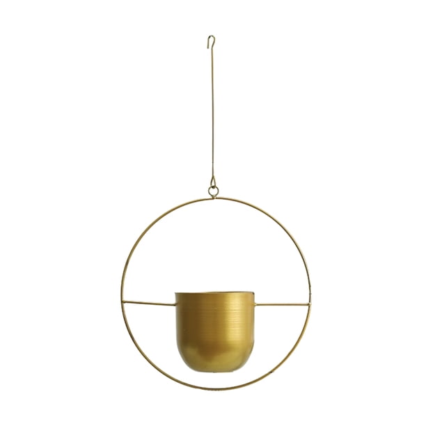 Yuarrent Cesta colgante de metal elegante para plantas de aire suculentas jardines belleza materiales resistentes a la intemperie Jardín y Patio circulo dorado