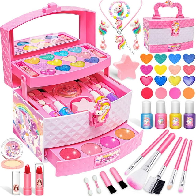 Kit de maquillaje Eye Sun para niñas de 3 a 12 años con cosméticos lavables
