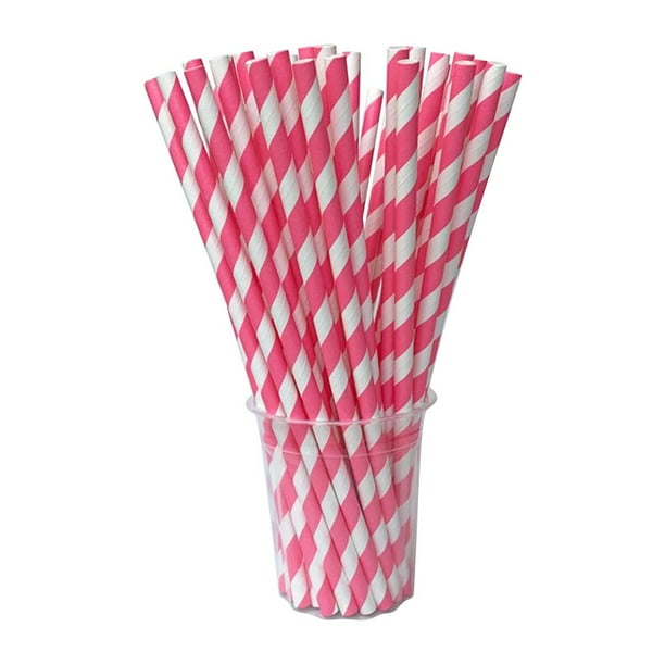 100 Pajitas de Papel Desechables: Gruesas y Duraderas, Ecológicas y de Un Solo Uso para Fiestas y Restaurantes.