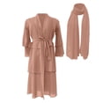 thumbnail image 4 of oqasdz Dresses for Girls Elegant Solid Three Layer Chiffon with Waistband and Headscarf for Celebration Pageant Prom Dress, 4 of 5