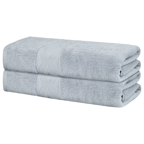 Toallas de baño de algodón sólido REGALWOVEN, juego de toallas texturizadas de secado rápido para baño, gris 28' x 56'