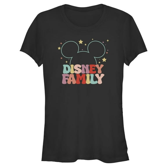 Junior's Mickey & Friends Family Colorful Graphic T-Shirt
