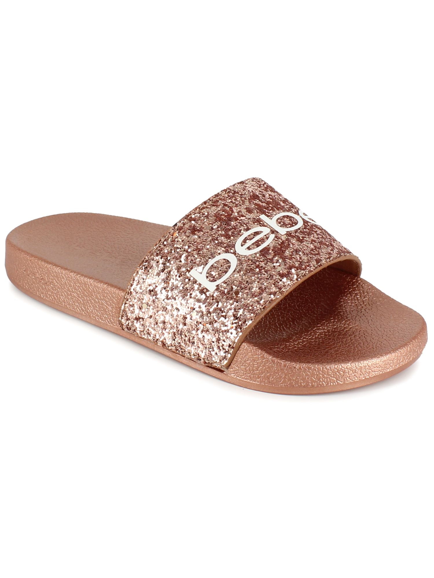 BEBE Womens Pink Pool Glitter Logo Comfort Fraida Round Toe Slip On Slide  Sandals 10 M - Walmart.com