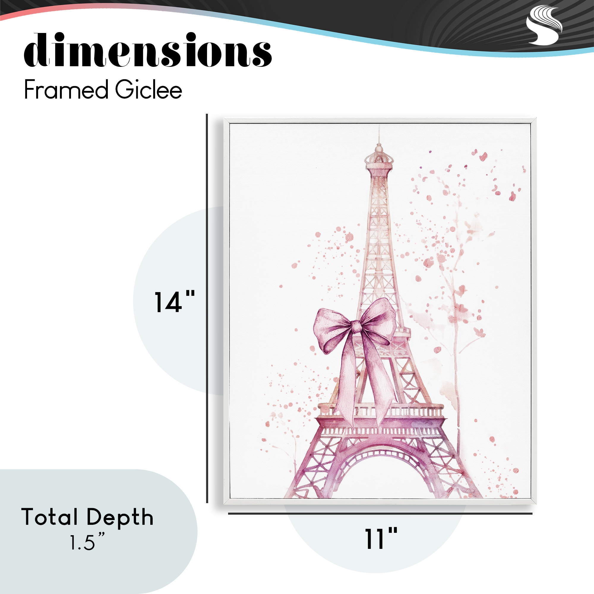 Bow Bedecked Paris Tower White Framed Giclee Art, design by Kim Allen
