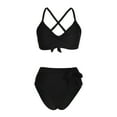 thumbnail image 3 of UTSJKR Women's Twist Front Bikini Swimsuit Tummy Control Two Piece Bathing Suit Sexy High Waisted Triangle Bathing Suit Black S, 3 of 8
