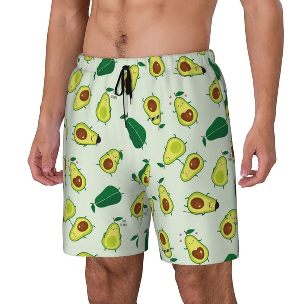 Balery Cartoon Fruit Bañador para hombre, shorts de playa de secado rápido con entrepierna y forro de compresión-Large