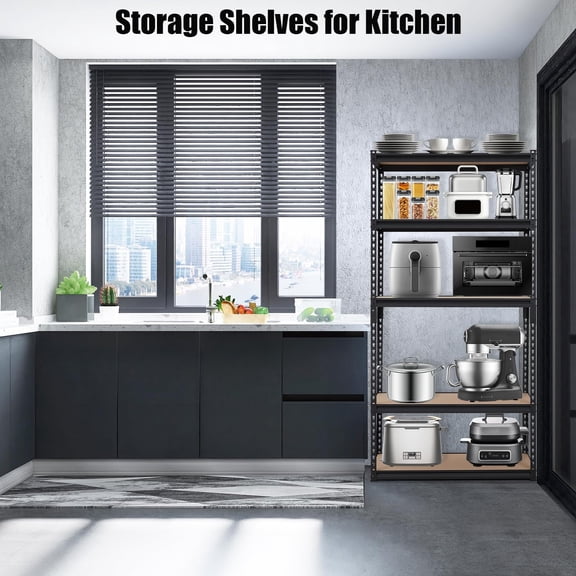 Storage Shelving Unit, Garage Shelving Rack 48 x 18 x 72 in, 5-Tier Heavy-Duty Steel Shelf with 2,000 lb Total Capacity, Adjustable Shelves for Garage, Warehouse, Pantry, Workshop and Laundry Room