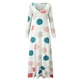 thumbnail image 4 of Pompotops Mode Femmes Automne Robe Décontractée à Col en V Imprimée Ample Confortable Manches Longues, 4 of 6
