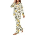 thumbnail image 3 of Garronmavis Yellow Lemon Women's Pajama Set 2-Piece Sleepwear Loungewear Button Down Long Sleeve Shirt with Long Pants Lounge Sets, 3 of 7