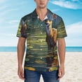 thumbnail image 4 of Daiia Peaceful Deer Lily Pond Hawaiian Shirt for Men Gentle Cotton Regular Short Sleeve Casual-XX-Large, 4 of 9