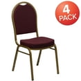 thumbnail image 2 of Flash Furniture 4 Pack HERCULES Series Dome Back Stacking Banquet Chair in Burgundy Patterned Fabric - Gold Frame, 2 of 7