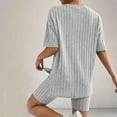 thumbnail image 4 of Pajamas for Women Set 2 Piece Ribbed Knit Matching Outfits T Shirt Biker Shorts Sleepwear Sweatsuits Womens Pajama, 4 of 7