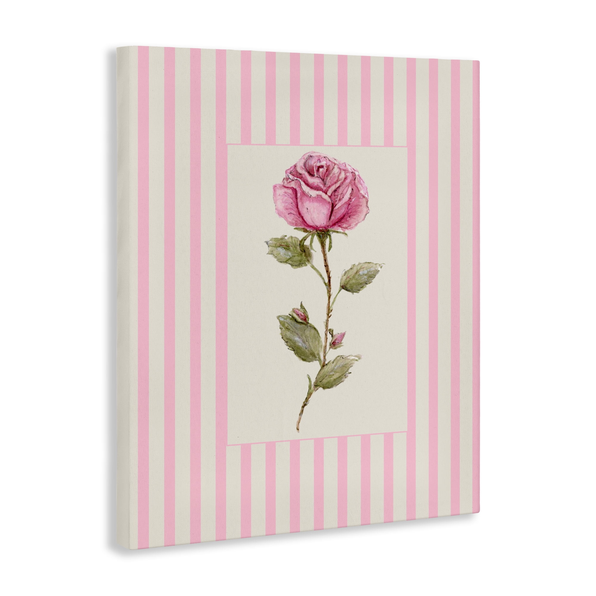Pink Stripe Rose Canvas Wall Art, design by Lisa Wehmeyer