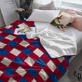 thumbnail image 5 of Fleece Blanket Independence Day Blue Red Buffalo Plaid Blankets, Soft Cozy Warm Flannel Throw Blanket, Retro Linen Blanket for Bed Couch Sofa,40x50In, 5 of 9