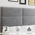 thumbnail image 4 of King Size Velvet Bed Frame with Headboard, Modern Upholstered Platform, Stainless Steel Accents, Grey, 4 of 6