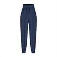 thumbnail image 4 of QATAINLAV Summer Pants for Women Drawstring Elastic High Waist Lartern Pants Baggy Cinch Bottom Lounge Tousers Hippie Clothes Navy S, 4 of 7