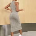 thumbnail image 5 of FRSASU Women's Sleeveless Sweater Dress Halter Ribbed Knit Dress Summer Tank Maxi Daily Solid Color Bodycon Dresses Khaki, 5 of 6