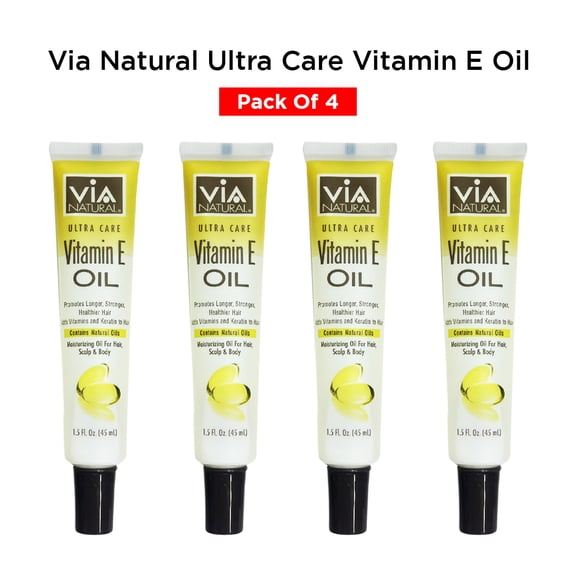 Via Natural Ultra Care Vitamin E Oil Moisturizing Oil for Hair, Scalp & Body - 1.5 Fl. Oz ( 4 Pack )