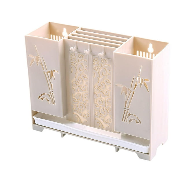 Porta utensilios, escurridor de cubiertos, organizador de fregadero, soporte para palillos con múltiples Caqui