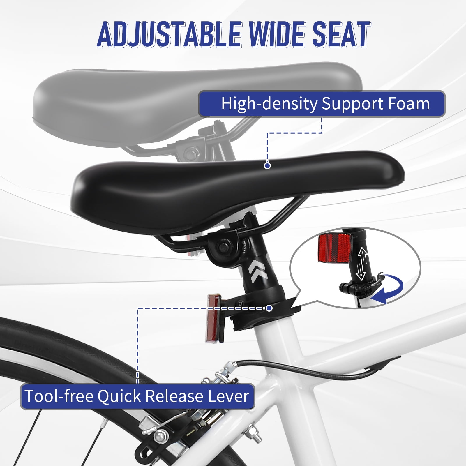 UBesGoo 700C Road Bike, 14 Speed Adults Bike, V Brakes, Drop Bar, White
