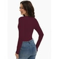 thumbnail image 3 of Womens Square Neck T Shirts Long Sleeve Tops Fitted Tees, 3 of 6