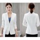 thumbnail image 4 of Blazer de mujer, moda informal, liso, para mujer, manga larga, cuello vuelto, blusa holgada con botones, blusa de poliéster para mujer, 4 of 4