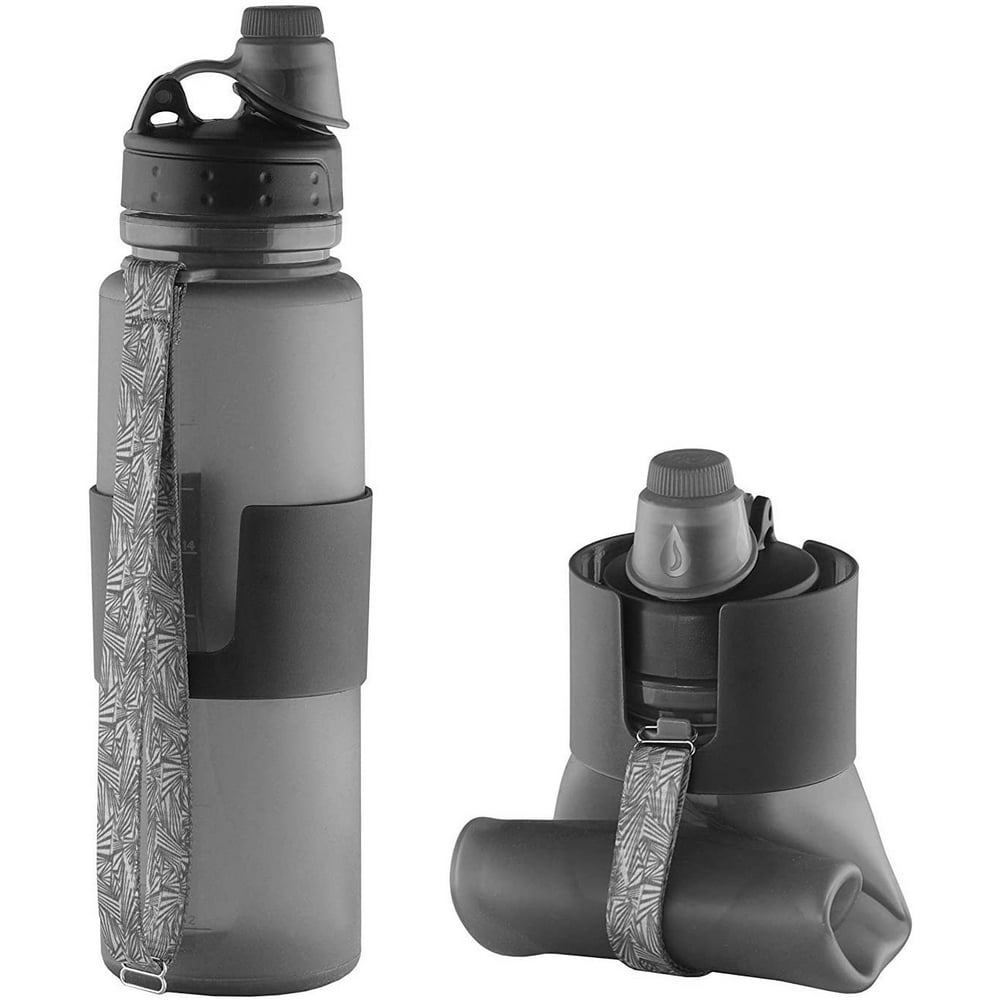Collapsible Silicone Drinking Bottle Twist Cap Leak Proof 22 oz BPA