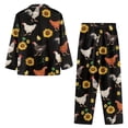 thumbnail image 4 of Renewold Thermal Pajamas Pants Matching Set of 2 Breathable Pullover Tops Size 3XL Trendy Women Sunflowers Chicken Farm Print Lounge Wear Relaxed Button Down Sleepwear Nightclothes, 4 of 6