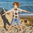 thumbnail image 3 of FORMRS Boys Rash Guard with Short Sleeves UPF 50+ Swim Shirts Sizes 3-12T, Blue Cakes, 3 of 6