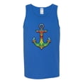 thumbnail image 2 of Trippy Mandala Nautical Colorful Mosaic Anchor | Mens Fashion Graphic Tank Top, Royal, 2XL, 2 of 4