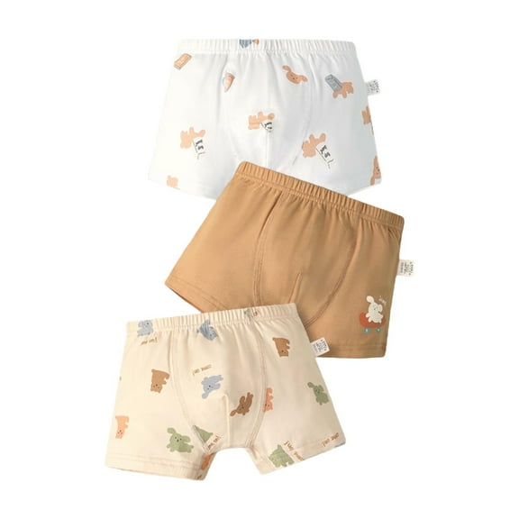 Ahuyic Boys Boxers Toddler Kids Underwear 3 Piece Set 2-13 Years Print Elastic Waist Boxers Briefs for Boys 2 Years Brown