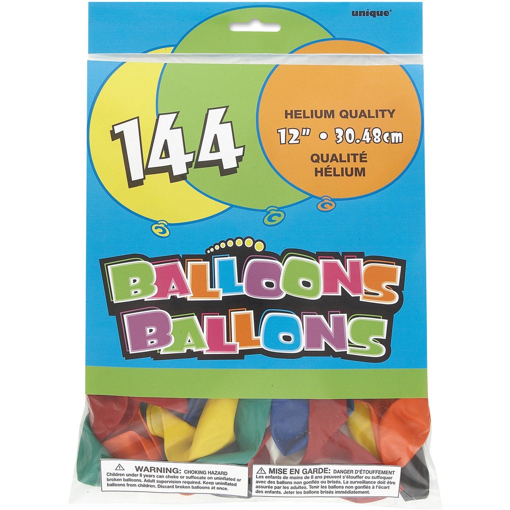 Latex Balloons, 12 in, Assorted, 144ct