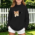 thumbnail image 2 of Mnyotv Girls Cat Pouch Sweatshirt Fleece Lined Long Sleeve Hoodless Pullover Sweatshirts with Pet Pockets Size 7-8 Years, 2 of 5