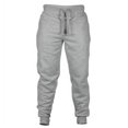 thumbnail image 2 of Men Sweatpants Solid Color Drawstring Elastic Waist Casual Spring Trousers for Daily Wear Grey L, 2 of 8