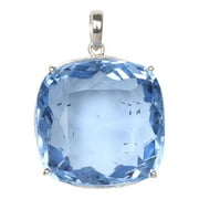 GEMHUB 12.00 Gram Cushion Shape Blue Topaz Gemstone Pendant Fine Solid 925 Silver Pendant Faceted Jewelry