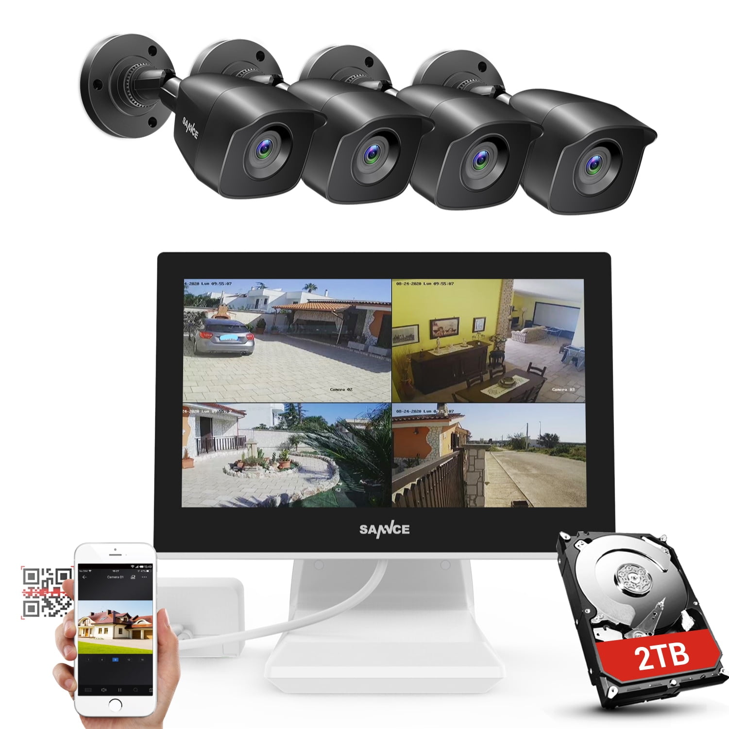 4CH 1080P 5IN1 CCTV DVR 720P Outdoor Camera Home Security System Motion Detect 
