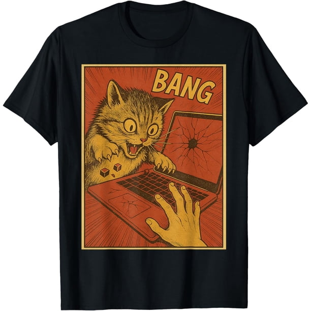 Camiseta vintage divertida y divertida con diseño de gato