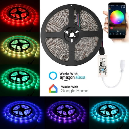Smart LED Strip Lights 16.4 Ft / 5 Meter, WiFi Wireless Smart Phone Controlled Light Strip, Waterproof 300LEDs, Work with Google Assistant, Compatible with Android and (Best Android Light Meter)