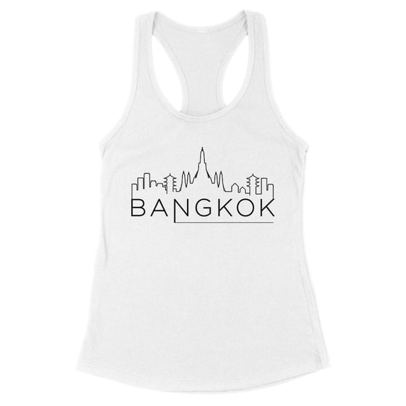 Skyline Bangkok Tank Top Fitted Racerback Women's Large White