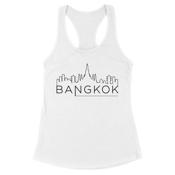 Skyline Bangkok Tank Top Fitted Racerback Women's Large White