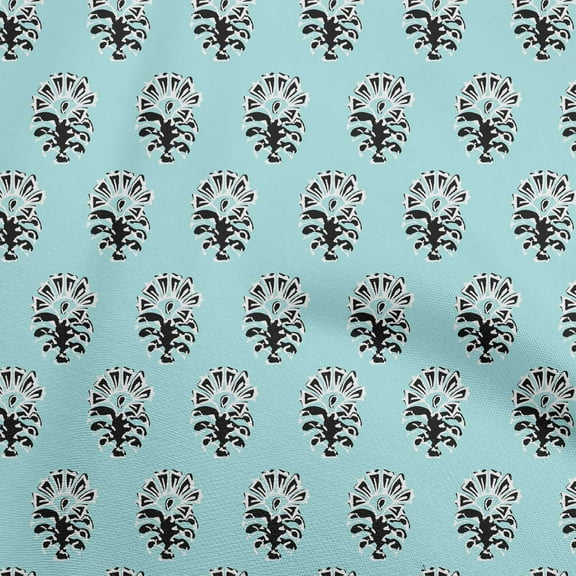 oneOone Cotton Poplin Turquoise Blue Fabric Block Diy Clothing Quilting Fabric Print Fabric By Yard 42 Inch Wide