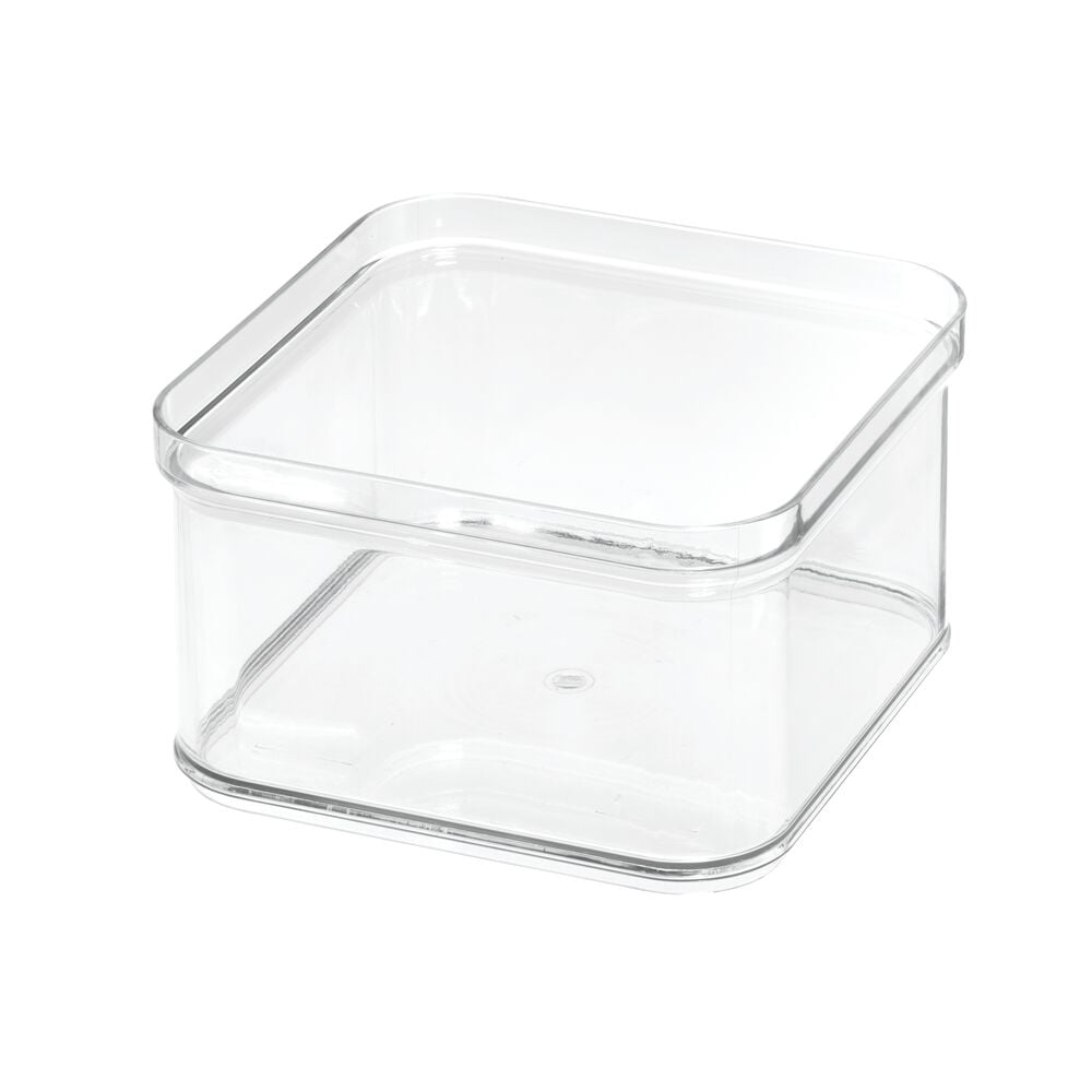 iDesign Crisp BPA-Free Plastic Stackable Refrigerator Square Storage Bin, Clear, 6.32" x 6.32" x 3.76"