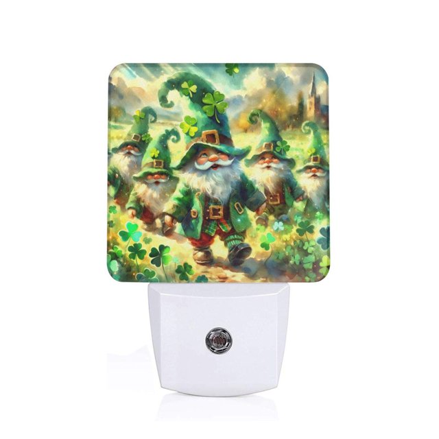 Balery st. patrick’s day gnomes Luz Nocturna LED con Sensor Automático, Enchufe con Sensor Crepuscular, Luz Suave de 0.5W para Dormitorio, Pasillo, Baño-EU