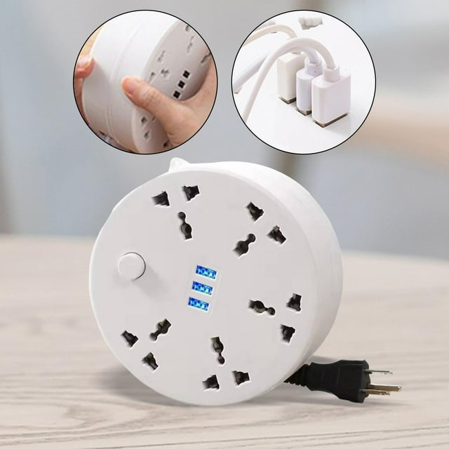 BELOVING Power Strip Compact Convenient Power Extension Board for Office Desk Bedroom White