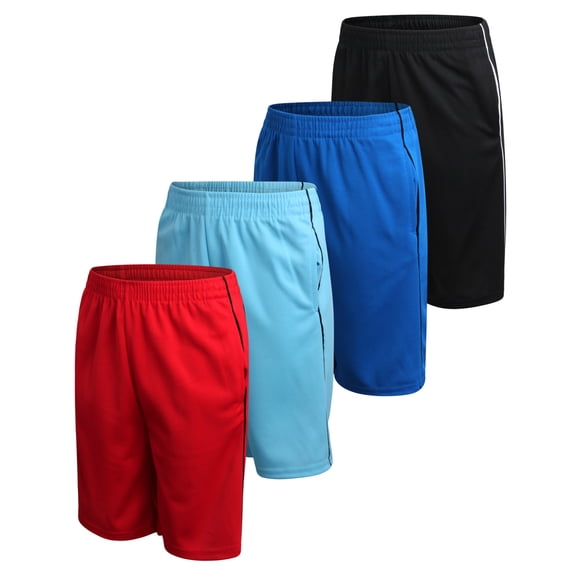 Pro Athlete Boys Athletic Shorts - 4 Pack Quick Dry Mesh Basketball Gym Shorts for Boys (5-16)