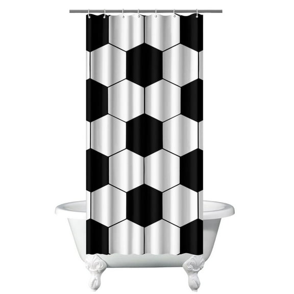 Tennis Shower Curtain, Sports Ball Game Athlete Print Waterproof Quick-Dry Bath Curtain for Boys Teens 36x72 Inch with Metal Grommets