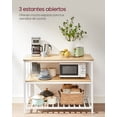 thumbnail image 3 of VASAGLE Isla de Cocina con Encimera Grande, Estantería de Cocina, 3 Niveles, Marco de Acero, 60 x 120 x 90 cm, Roble y Blanco MKKI001W09, 3 of 8