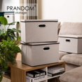 thumbnail image 2 of Large Foldable Storage Bin with Lid [1-Pack] Linen Fabric Decorative Storage Box Organizer Container Basket Cube with Handles Divider for Closet Office Living Room Light Grey(17.7x11.8x11.8), 2 of 7