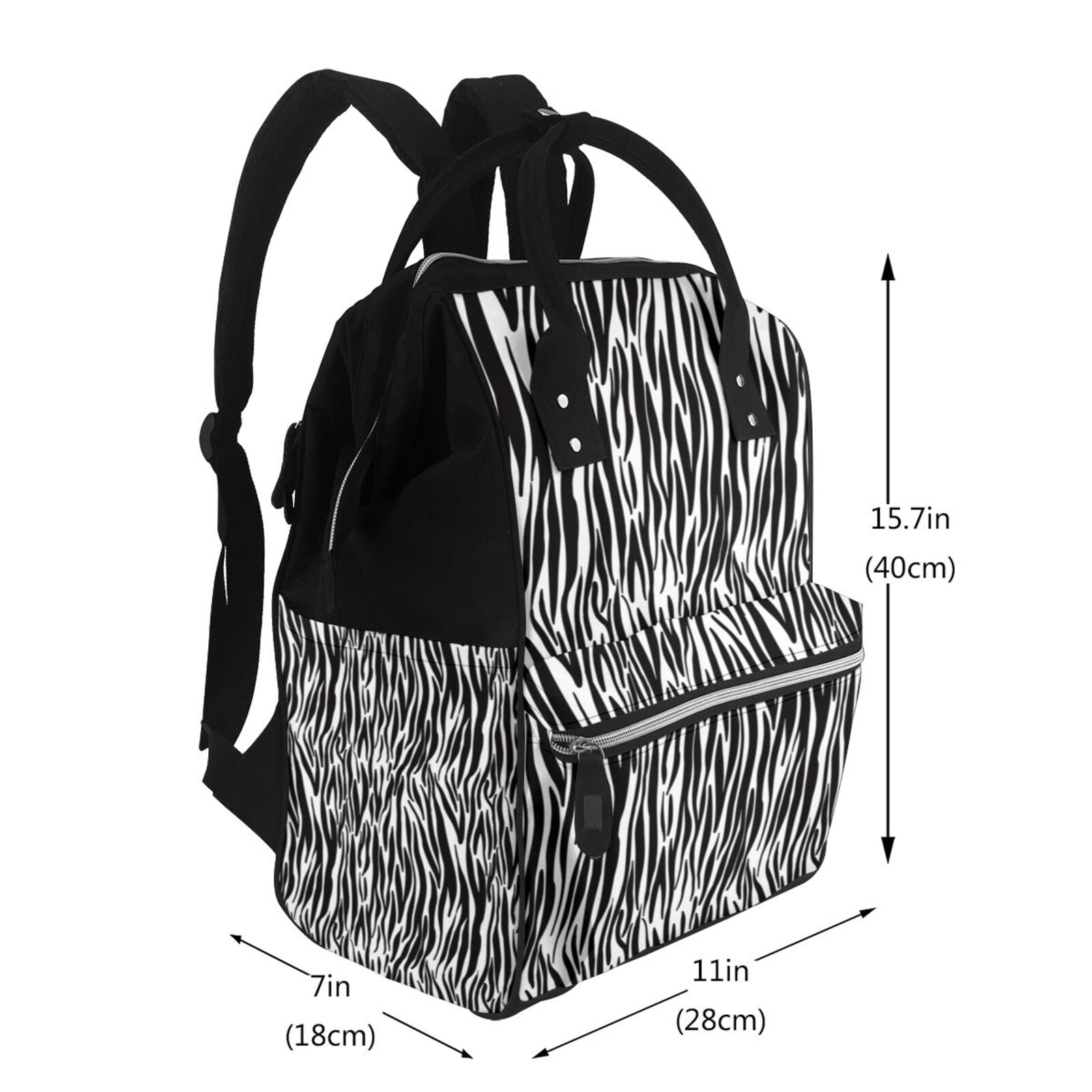 Ratiio Zebra Mummy Backpack - Waterproof Twill Canvas, Large Capacity Diaper Bag with Multiple Pockets and Adjustable Straps