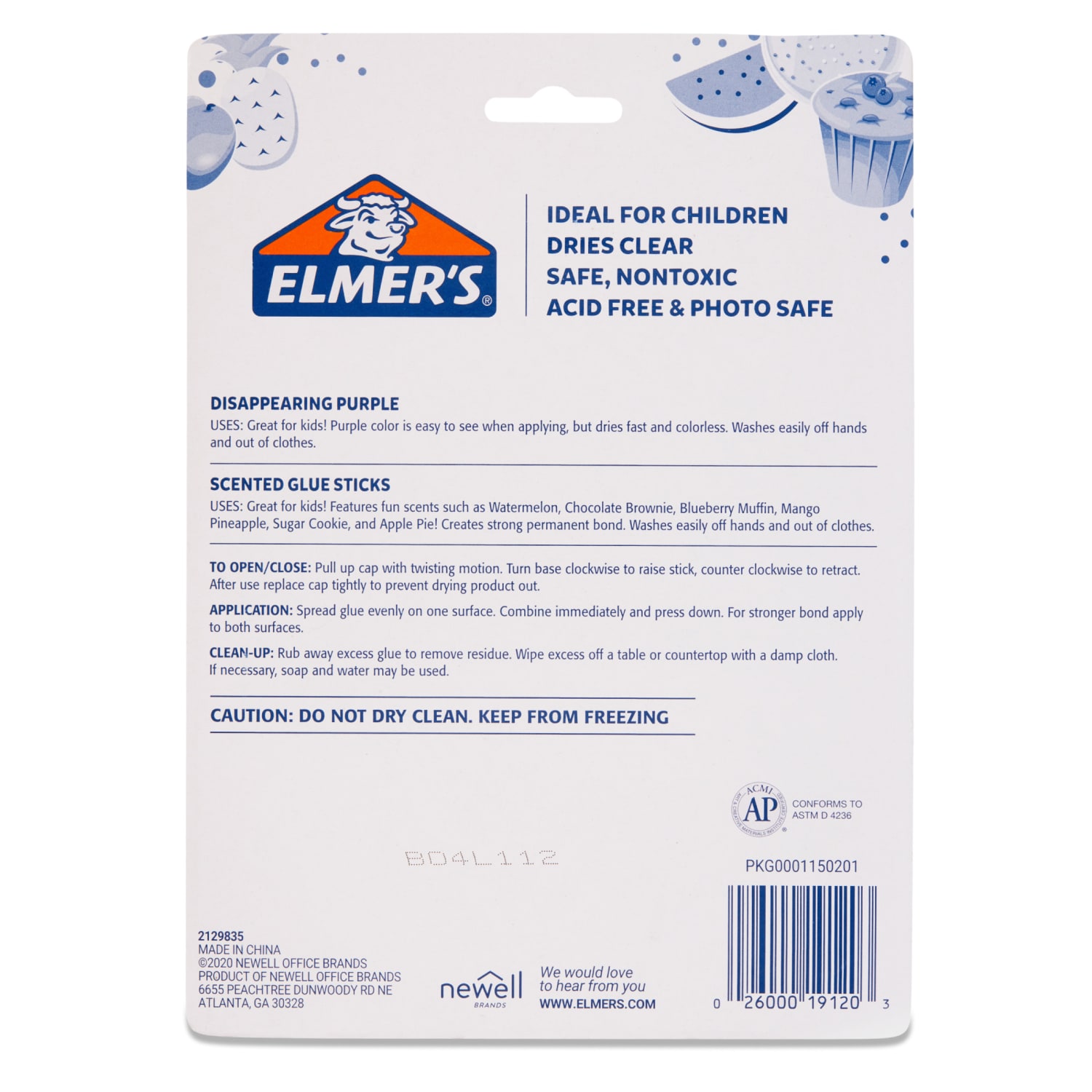 Elmer's Scented Glue Sticks Variety Pack, Includes Disappearing Purple, 12 Count